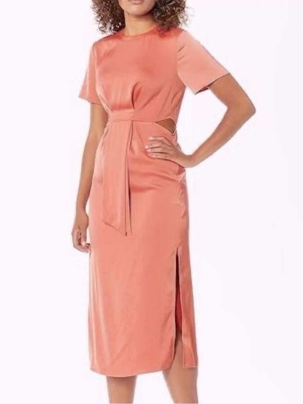 C/MEO Collective Provided Midi Cut Out Tie Dress Small Orange Bloomingdale’s